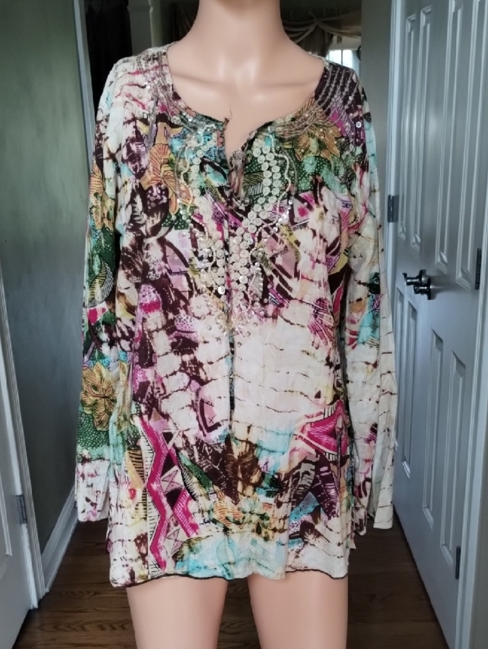 Chaudry Floral Tie-Dye Top